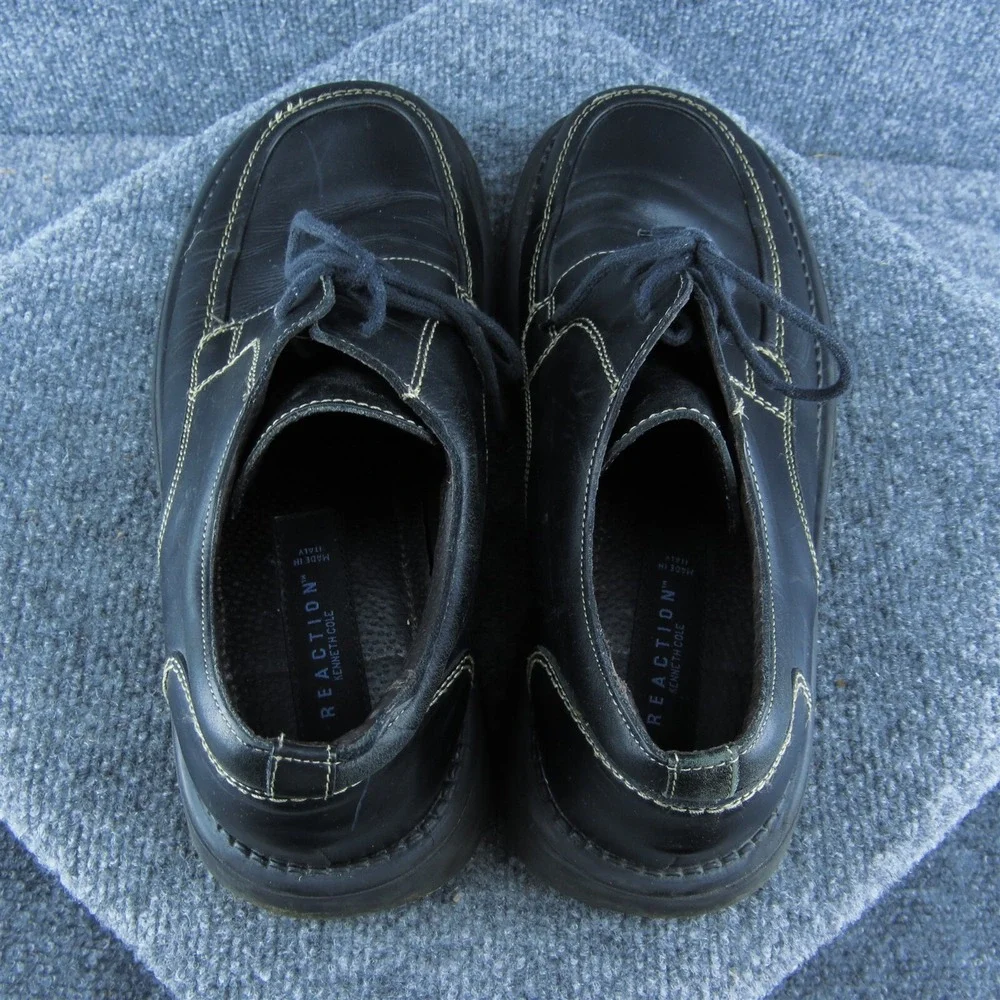 Kenneth Cole Reaction  Men Sneaker Shoes Black Leather Lace‎ Up Size 10.5 Medium